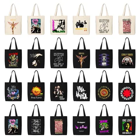 秀洛痛仰平克弗洛伊德枪花涅槃皇后乐队周边书包手提购物袋帆布包商品大图