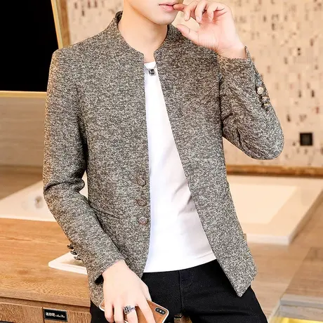 秋冬季男士复古中华立领西装潮流休闲中山装夹克外套春装新款上衣商品大图