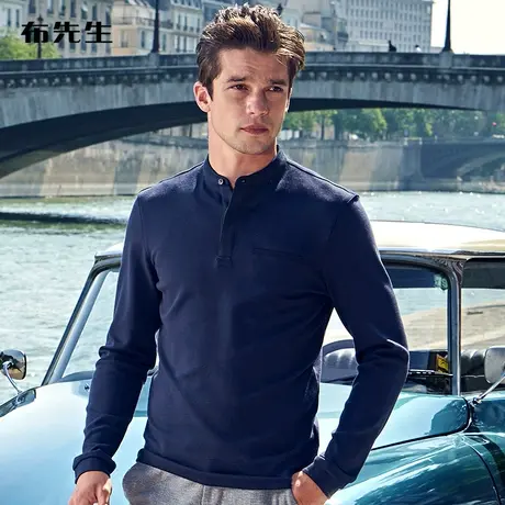 MrBu布先生亲肤长袖t恤男秋装商务休闲立领成熟男人秋季上衣体桖图片