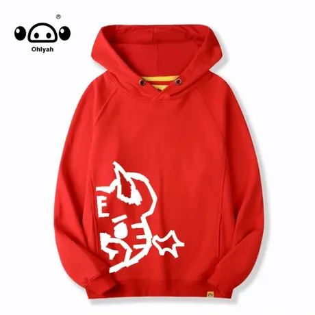 Ohlyah本命年红色虎虎生威连帽卫衣女2023年春装薄款过新年情侣款图片
