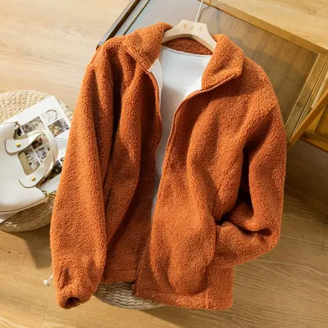 拉链摇粒绒卫衣外套女秋冬休闲宽松显瘦百搭上衣加厚开衫2022新款图片