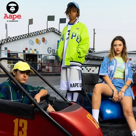 Aape旗舰店男装春夏迷彩拼接字母图案潮流短裤6987XAK商品大图