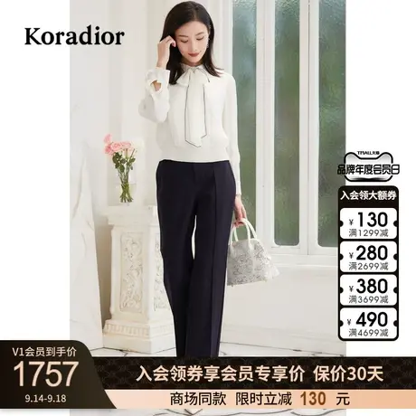 珂莱蒂尔商场同款休闲裤女裤子百搭西装裤通勤西裤黑色2023年新款商品大图