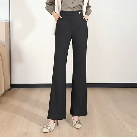 黑色微喇裤韩版显瘦喇叭裤高腰休闲裤秋季2023新款西装裤时尚长裤图片