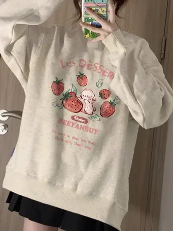 美式复古hiphop卫衣女春秋小个子宽松韩版慵懒风薄款oversize外套商品大图