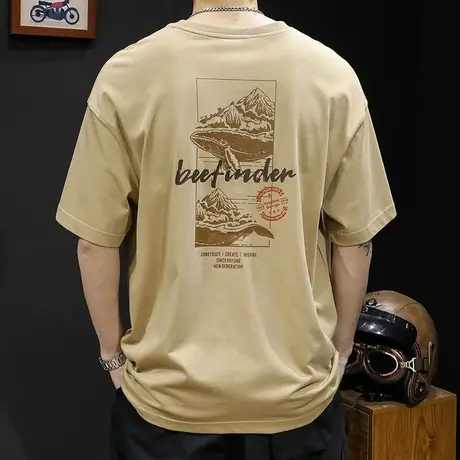 重磅230g短袖t恤男士夏季宽松大码男装潮牌印花2023新款体恤男款商品大图