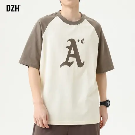 男士美式字母印花短袖t恤纯棉衣服男2023新款潮牌男装夏装半袖男商品大图