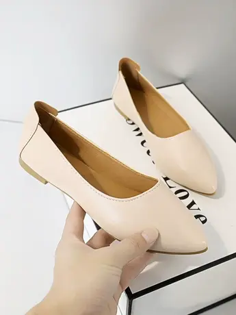 平底单鞋女2023秋季新款气质浅口百搭上班通勤面试职业尖头工作鞋商品大图