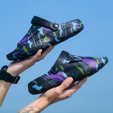 雨鞋 男款劳保胶鞋防水鞋子男款38厨房防滑工作沙滩赶海速干凉鞋商品大图