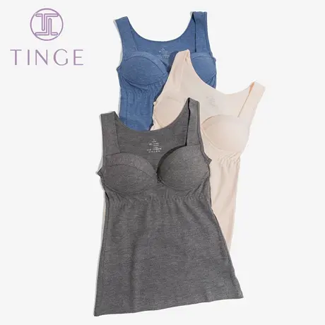 TINGE2021细旦火山绒黑科技保暖背心女罩杯一体双面细绒女士内衣商品大图
