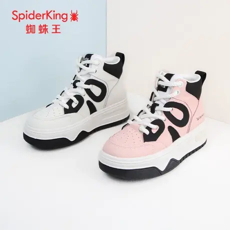 SPIDER KING/蜘蛛王女板鞋2023冬商场新款高帮鞋休闲熊猫拼色潮流图片
