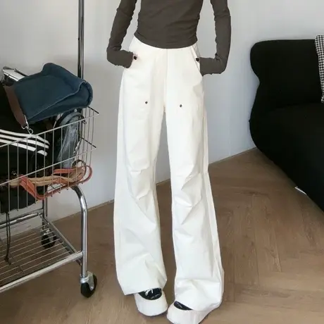 尔给直筒裤2023新款初秋美式宽松小个子休闲裤子女显高百搭阔腿裤商品大图