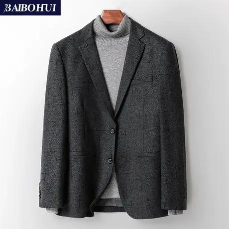 呢子休闲小西装外套男秋冬季韩版修身时尚帅气单件西服男士上衣潮商品大图