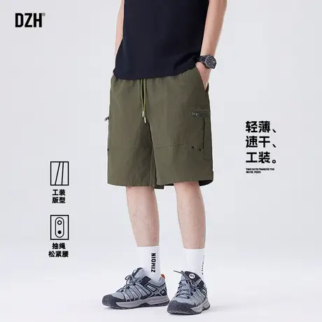 男士军绿色冰丝短裤男夏季薄款宽松2025新款休闲五分裤百搭大裤衩商品大图