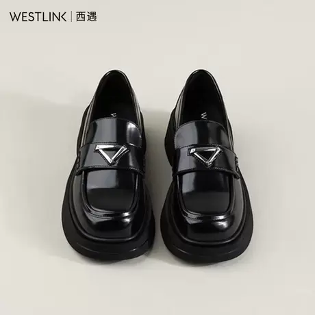 西遇westlink厚底黑色英伦风乐福鞋女2025春季新款复古小皮鞋单鞋图片