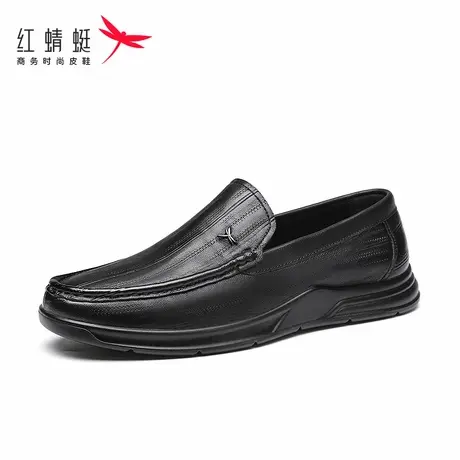 红蜻蜓男鞋夏季鞋子男士懒人一脚蹬休闲皮鞋男透气凉皮鞋真皮清仓商品大图