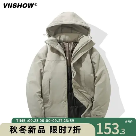 VIISHOW潮流保暖外套工装2023冬季新款男生宽松户外登山连帽棉服商品大图