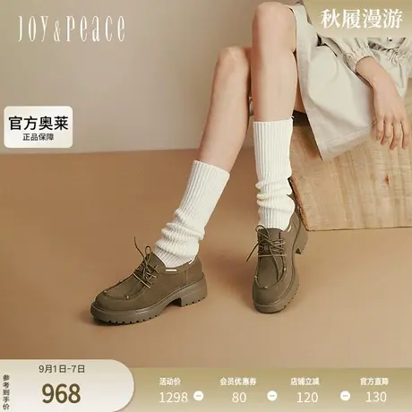 真美诗2025年秋季新款时髦细腻双鞋带厚底牛绒袋鼠鞋女Y1O05CM5商品大图