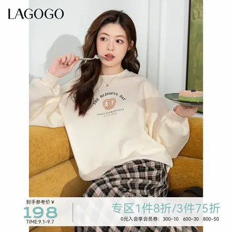 LAGOGO可盐可甜碱水卫衣女拉谷谷2025年冬季新款柔软亲肤宽松上衣图片