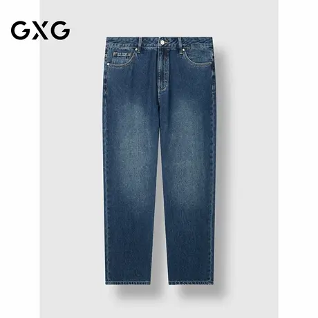 GXG男装 重磅水洗宽松直筒潮流弹力牛仔裤 2024冬季品商品大图