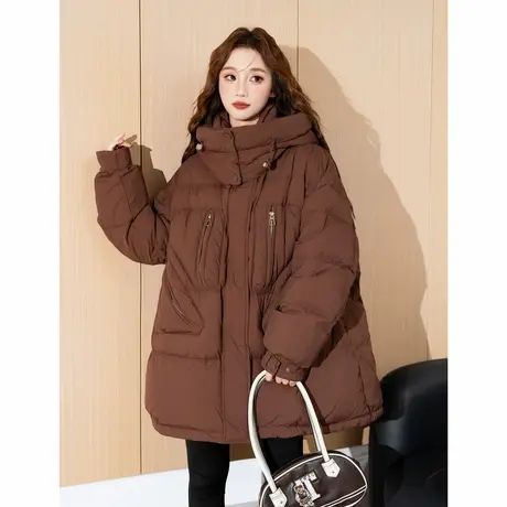 唐狮紫色羽绒服女新款冬季多巴胺穿搭韩版chic连帽鸭绒外套cqtu图片