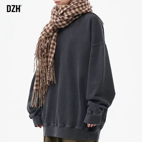 男士黑色重磅卫衣男潮牌纯棉2023新款长袖圆领上衣秋季情侣装外套商品大图