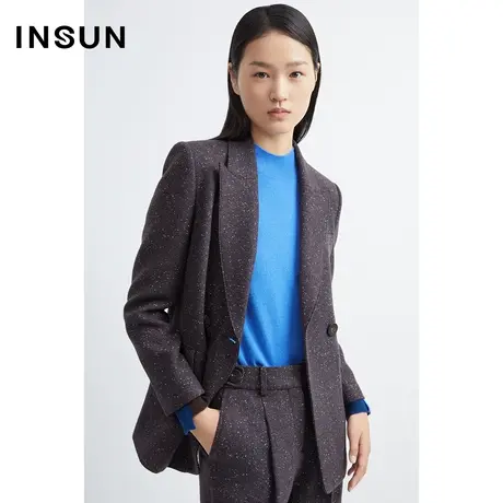 恩裳商场同款2023年早春翻领收腰高级西服羊毛挺括西装外套女图片