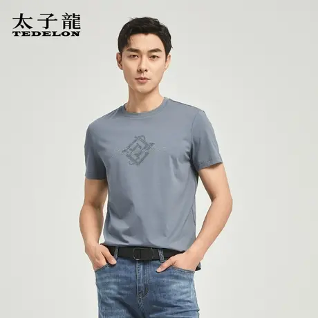 太子龙短袖T恤男夏季简约休闲宽松潮流百搭半袖上衣服印花体恤衫T商品大图