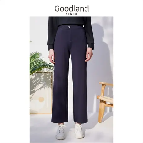 *Goodland美地女装冬季高腰显瘦休闲裤宽松阔腿裤商品大图