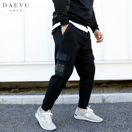 DAEVU秋新款工装束脚大号弹力潮胖子加肥加大码男士针织运动卫裤商品大图