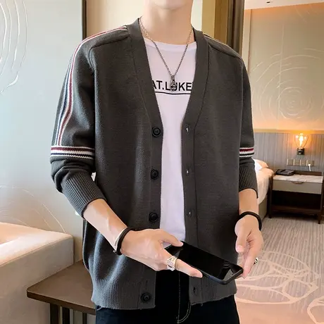 针织开衫男春秋季新款潮流ins休闲男士毛衣外套男款外搭秋装上衣商品大图