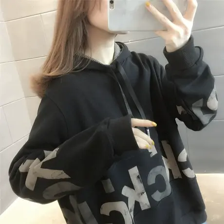 爆款连帽卫衣2023年新款宽松韩版春秋百搭女士潮牌设计感上衣ins图片