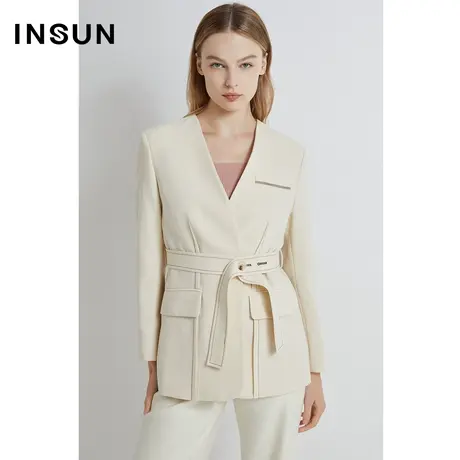 INSUN恩裳线上专选春季粗纺纹理宽松西装外套图片