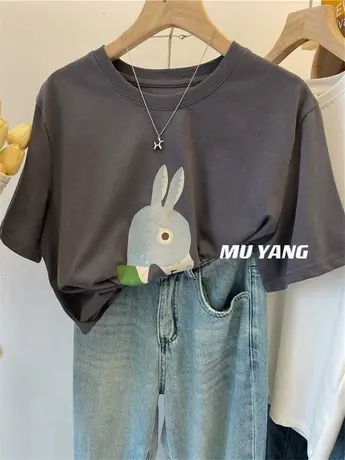 我有一头小毛驴！爱了爱了 卡通小毛驴印花短袖T恤女休闲百搭上衣图片