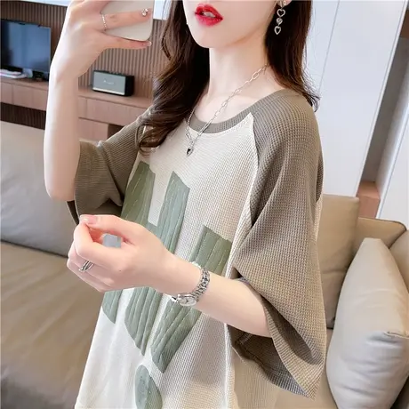 小众设计感短袖t恤女2023新款夏季韩版宽松大码撞色小个子上衣服图片