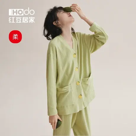 【柔柔棉】红豆长袖睡衣女春秋季少女可爱小清新可外穿家居服套装商品大图