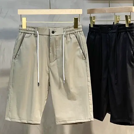 短裤男士2023夏季冰丝薄款中裤直筒运动五分休闲沙滩裤子潮牌七分图片