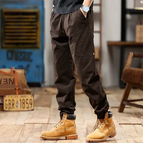 舒适时尚工装裤潮流耐磨纯棉斜纹面料纯色时尚百搭潮流男工装裤商品大图