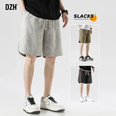 男生灰色短裤男款夏季运动美式裤子2023新款休闲五分裤潮牌半截裤商品大图