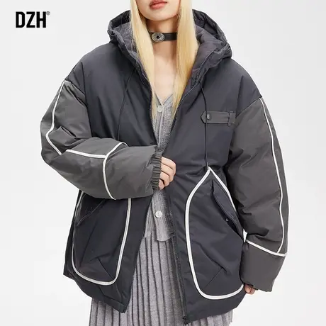 情侣连帽棉服男女同款冬季加厚潮牌休闲连帽棉衣外套情侣装棉袄子商品大图