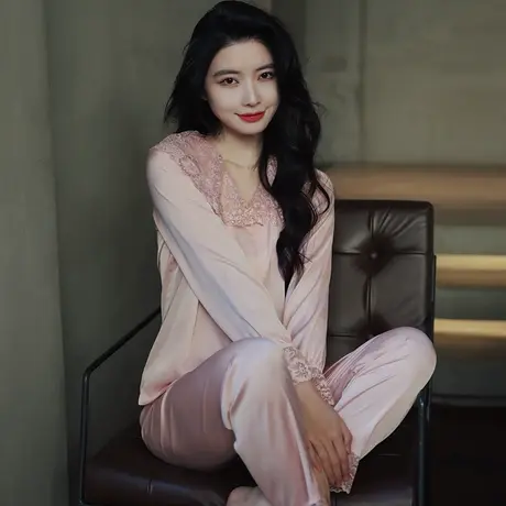 睡衣女春秋夏季冰丝绸薄款性感日系甜美韩版2023年新款家居服套装商品大图