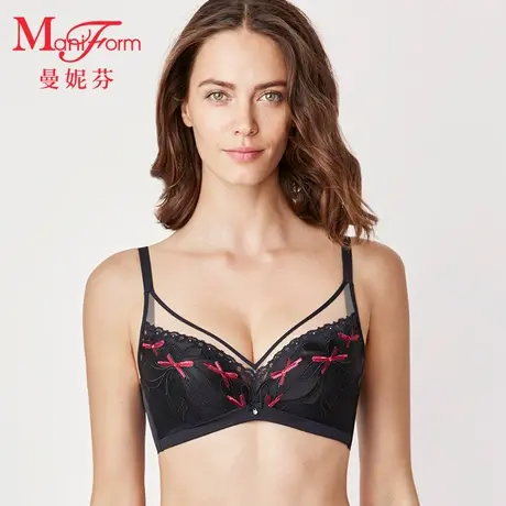 【金标系列】曼妮芬无钢圈聚拢文胸软支撑薄舒适性感蕾丝女内衣商品大图
