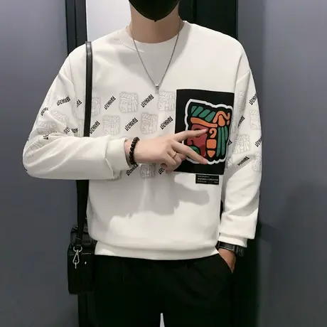 高级感个性痞帅印花卫衣2023春秋季新款休闲套头打底衫上衣长袖商品大图