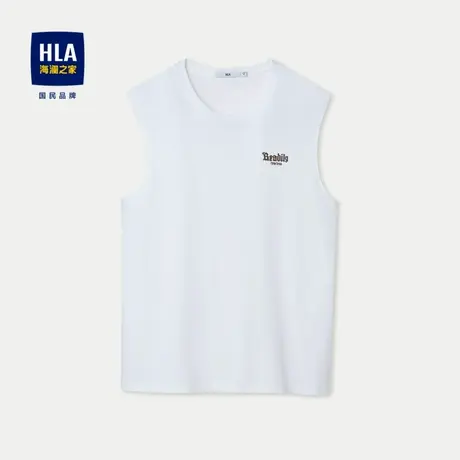 HLA/海澜之家冰感科技棉凉感休闲背心2024春夏新款圆领无袖上衣男商品大图