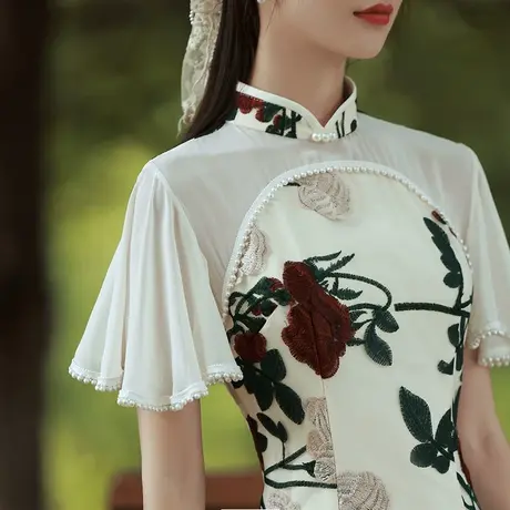 白色小晚礼服女轻奢小众高端2023新款宴会气质领证连衣裙年会旗袍图片