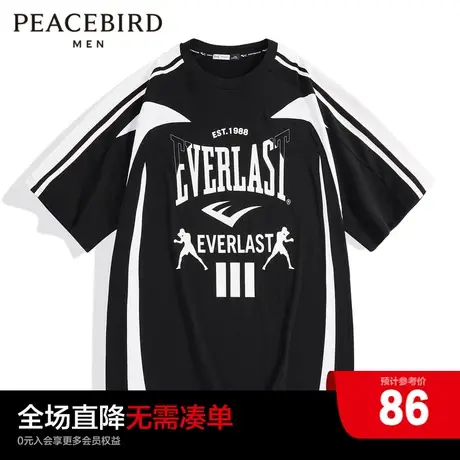 【AIRxPEACE】太平鸟男装everlast联名撞色印花短袖t恤BDAD2238商品大图