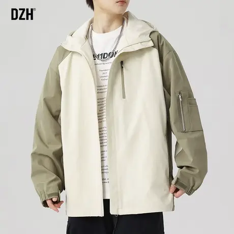 男士美式冲锋衣男连帽情侣装外套男款2024年春季新款工装夹克帽衫图片