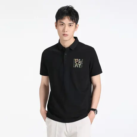 潮牌印花男士时尚短袖POLO衫翻领上衣帅气夏季半袖T恤2023新款商品大图
