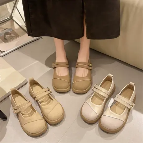 玛丽珍鞋女2024年春秋季新款复古百搭浅口单鞋配裙子平底奶奶鞋潮商品大图