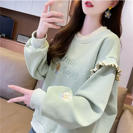 早春装卫衣女春秋韩版宽松大码女装设计感小众薄款假两件上衣外套图片